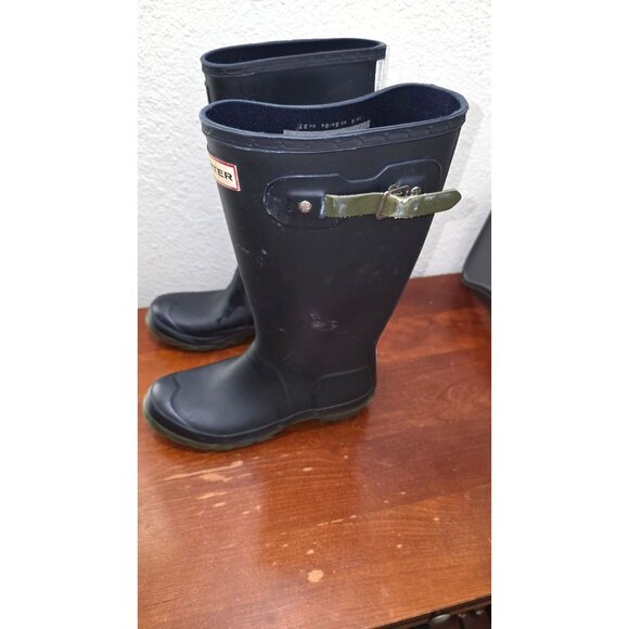 Hunter Original Tall Rubber Rain Boots Women Size 6 Navy Blue Waterproof - Picture 4 of 8